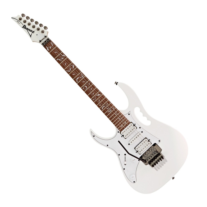 IBANEZ - JEMJRL WHITE - Guitare électrique gaucher signature Steve Vai 6  cordes en vente chez Global Audio Store - Guitares Electriques Gaucher